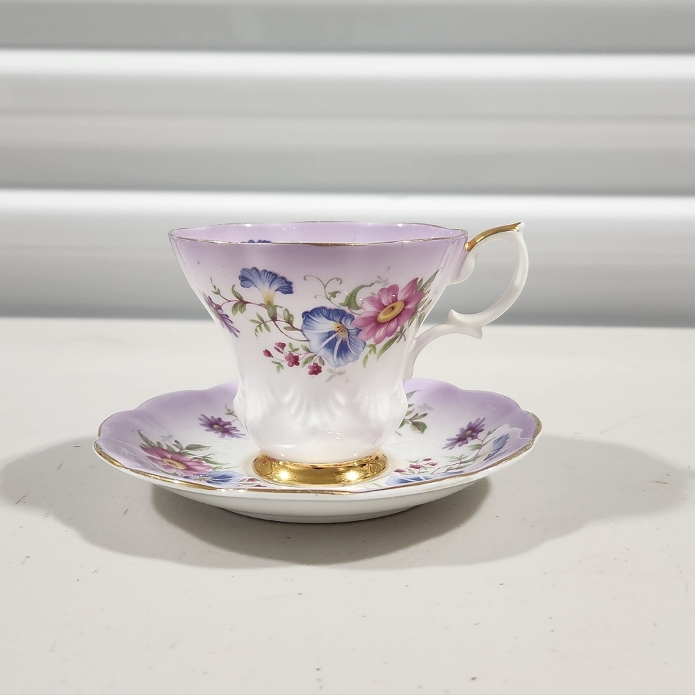 Lavender Floral Teacup and Saucer Set